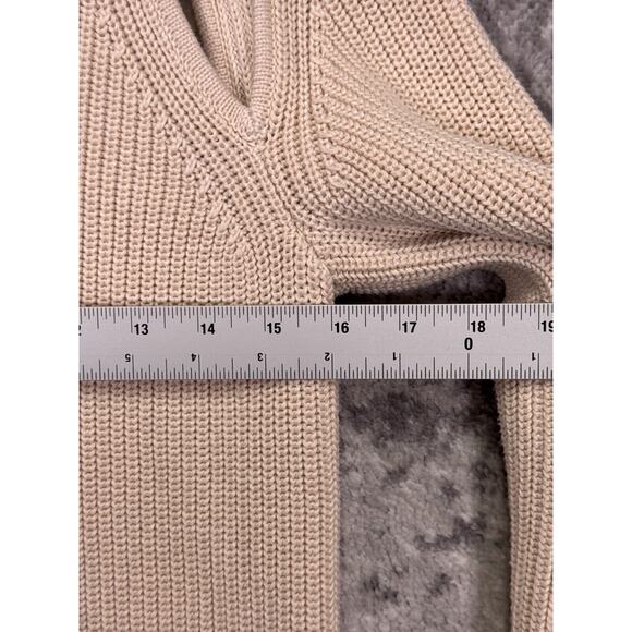 COS Sweater Small Womens Ivory Knit Shoulder Cutout Balloon Sleeve Pullover - Picture 4 of 8